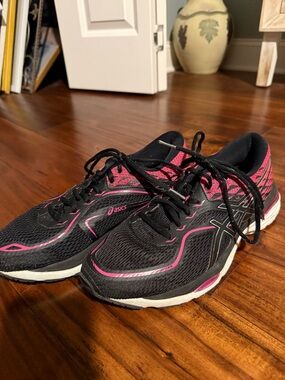 ASICS Black and Pink Women’s Running Sneakers